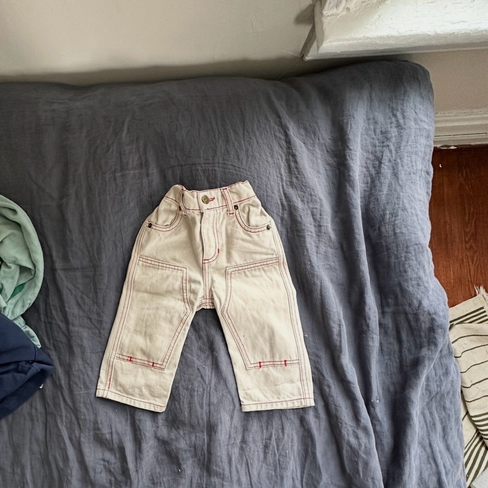 ISO 2y-4y red stitch utility jeans